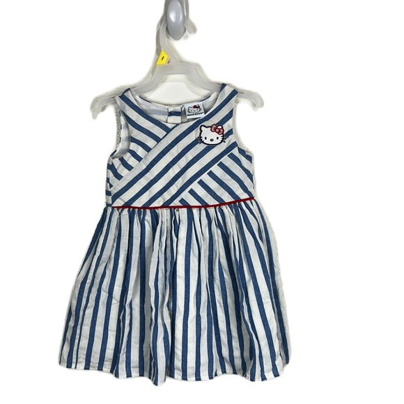 Hello Kitty Other - Sanrio Hello Kitty Dress Kids 3T Girls Blue White Stripe Fit Flare Sleeveless